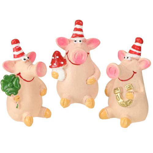 Article Décoration Cochon Porte-Bonheur Cochon avec Porte-Bonheur 5cm 6pcs