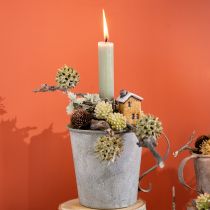 Article Charmante décoration de maison en céramique sur bâtons, lot de 6 – différentes nuances de marron, 6 cm – piquets de jardin idylliques