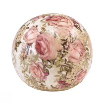 Article Boule en céramique avec roses faïence décorative en céramique Ø9,5cm