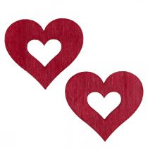 Article Coeurs déco parsemer de décoration coeurs en bois rouge Ø2cm 144p