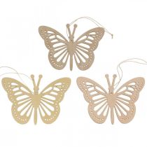 Article Déco papillons déco cintre beige/rose/jaune 12cm 12pcs