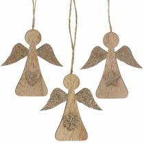 Article Cintre déco ange en bois pailleté 10cm 12pcs