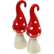 Article Champignons décoratifs en céramique rouge blanc Ø5cm H15.5cm 2pcs