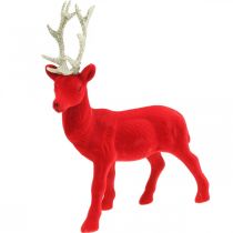 Article Figurine déco cerf décoratif renne floqué rouge H28cm