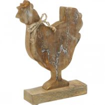 Article Poulet en bois, décoration printanière, figurine de Pâques naturel, blanchi H26cm