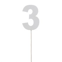 Article Chiffre anniversaire blanc „3 » sur tige L. 27 cm 10 p.