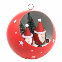 Article Boule de Noël à accrocher Pères Noël et LED rouge Ø20cm pour piles