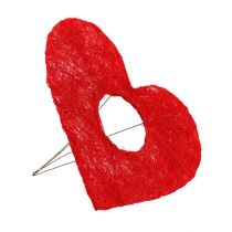 Article Manchette coeur sisal 20cm décoration fleur sisal coeur rouge 10 pièces