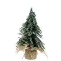 Sapin de Noël déco mini sac en jute sapin pailleté, vert  26cm-68702