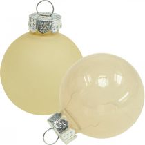 Article Boules de sapin de Noël en verre Boules de Noël crème mix Ø4cm 24 pièces