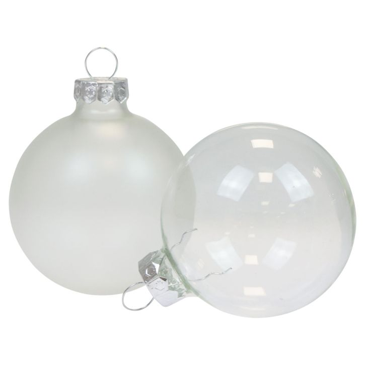 Article Boules de Noël en verre transparent opaque Boules de sapin de Noël Ø6cm 6pcs