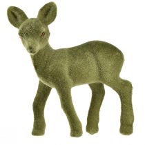 Article Figurine décorative cerf faon floqué figurines de Noël vert 10,5cm 6 pcs