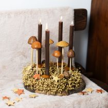 Article Champignons décoratifs sur bâton, marron 5,5 cm - décoration automnale de jardin et de salon - 6 pièces