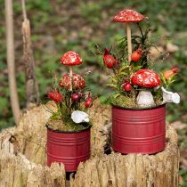 Article Champignons vénéneux sur bâton, rouges, 5,5 cm, lot de 6 - champignons d&#39;automne décoratifs pour le jardin et la maison