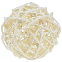 Article Boule de rotin blanchie décoration de table rotin crème Ø5cm 24pcs