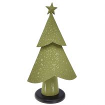 Sapin de Noël métal bois étoiles argent vert H46,5cm