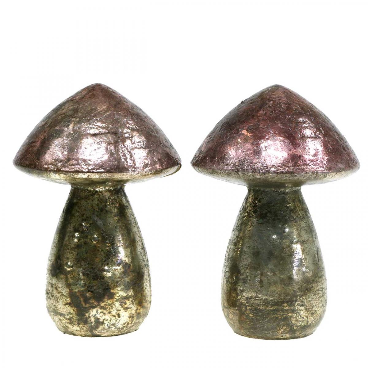 Déco champignons verre rose décoration de table automne  Ø6.5cm H10cm 3pcs-06525
