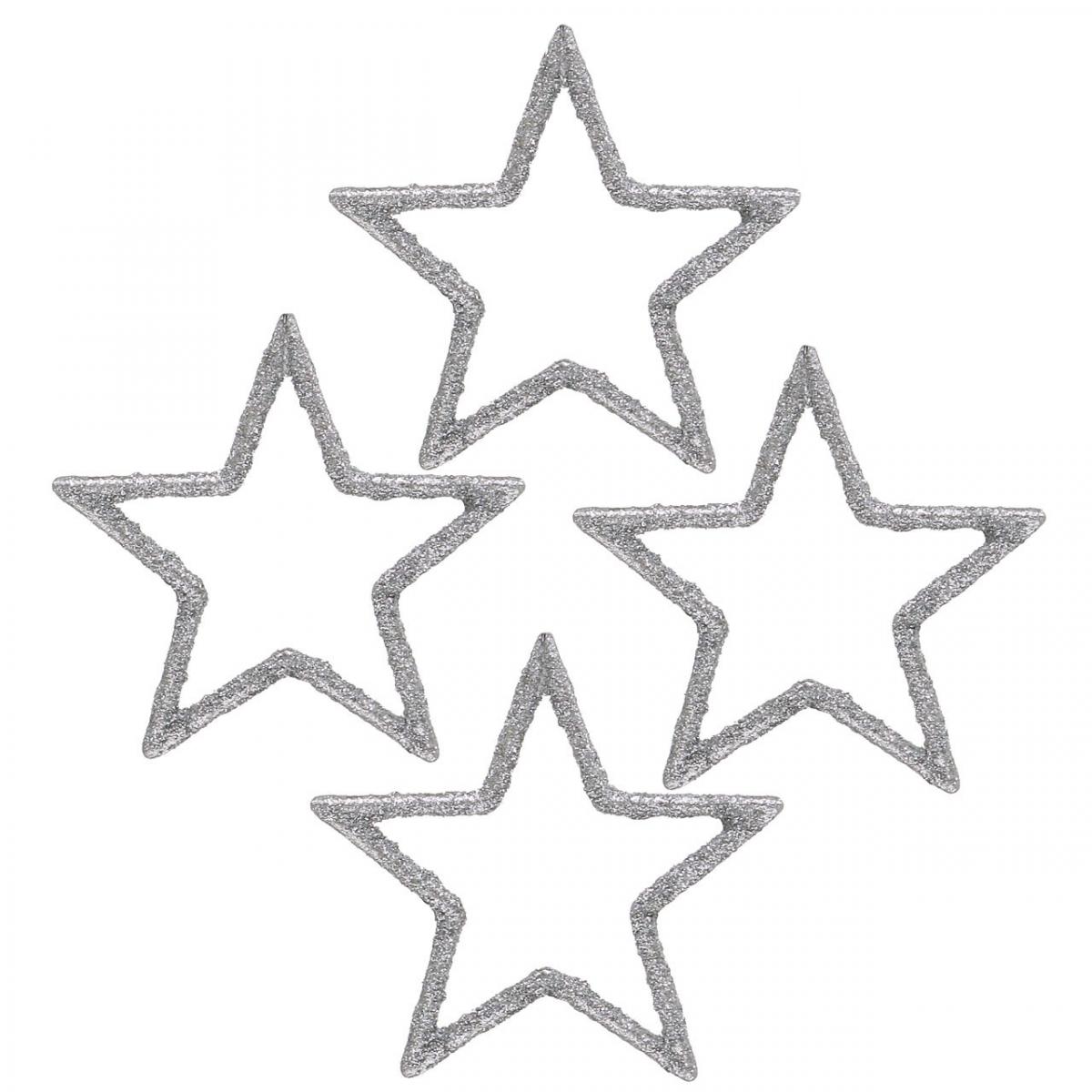 Décoration à parsemer Étoiles de Noël paillettes argentées  Ø4cm 120p-06674