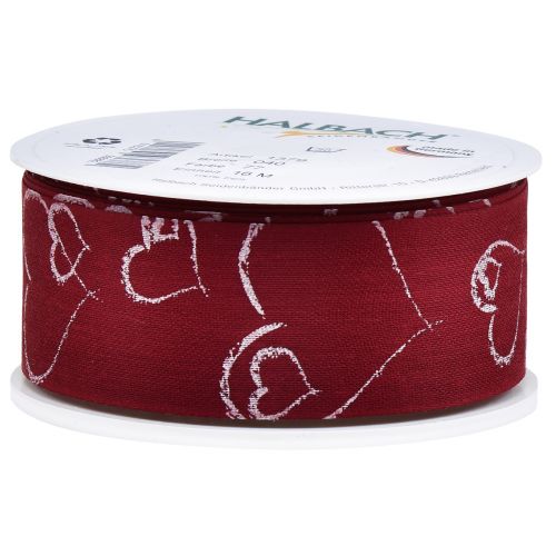 Article Ruban cadeau ruban rouge avec coeurs ruban décoratif 40mm 16m