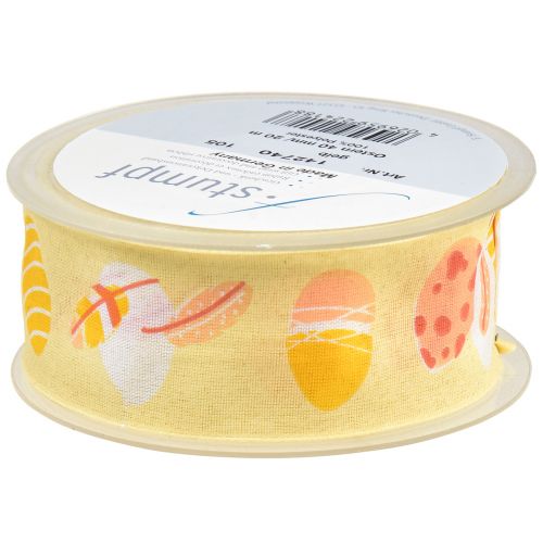 Article Ruban cadeau Ruban décoratif de Pâques Oeufs de Pâques jaune 40mm 20m