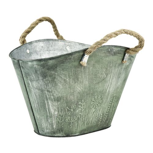 Floristik24 Pot de fleur avec anses sac métal jute 24,5×17×15,5cm