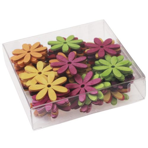 Article Décoration de table fleurs en bois décoration d&#39;été colorée Ø4cm 72 pcs