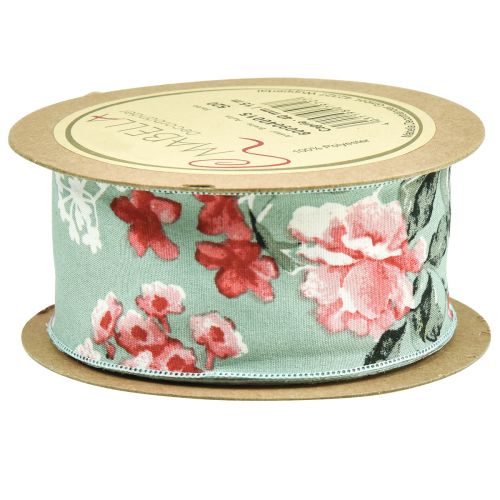 Article Ruban cadeau fleurs ruban en tissu turquoise rouge 40mm 15m