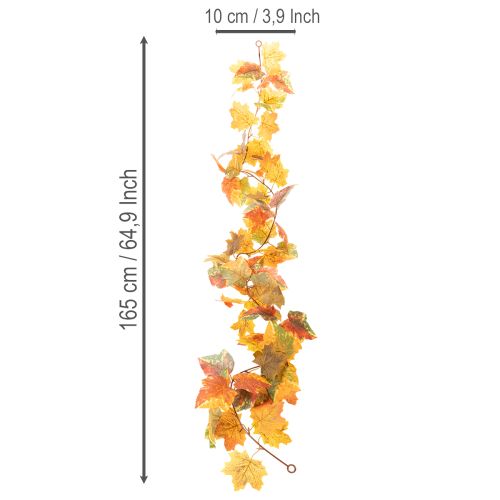 Article Guirlande artificielle en feuilles d’érable 165 cm, décoration automnale multicolore