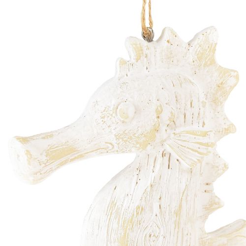 Article Pendentif décoration hippocampe blanc, décoration maritime H23cm