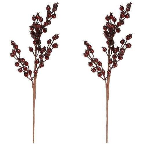 Article Branche de baies baies rouges branches décoratives Noël 39cm 2pcs