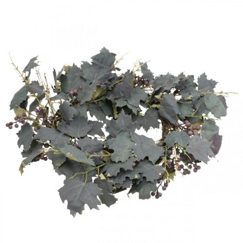 Couronne décorative de feuilles de vigne et de raisins  Couronne d'automne de vignes Ø60cm-00428