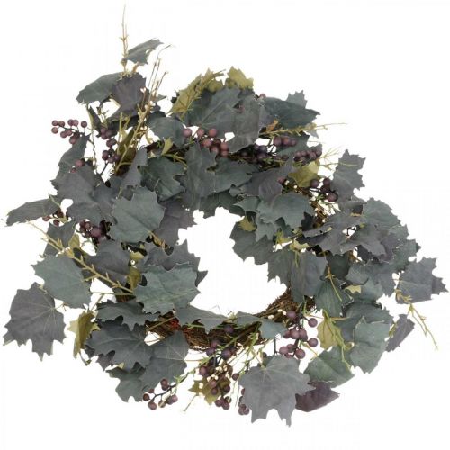 Couronne décorative de feuilles de vigne et de raisins  Couronne d'automne de vignes Ø60cm-00428