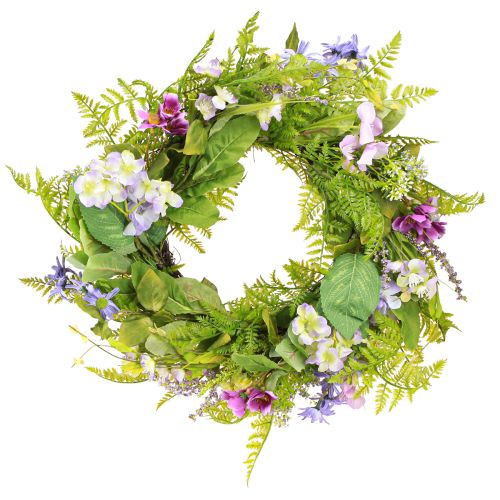 Couronne de fleurs artificielles avec couronne de vigne colorée H13cm Ø55cm