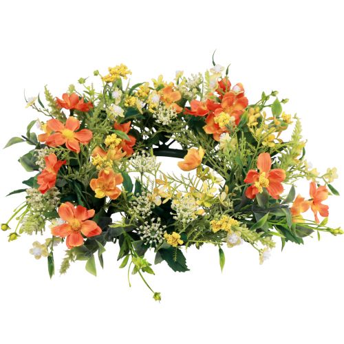 Article Couronne de fleurs artificielles anémones orange Ø30cm H9cm