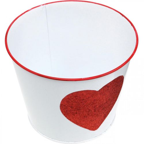 Article Cache-pot blanc avec coeur dans cache-pot rouge Ø18cm H13.5cm