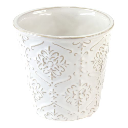 Pot de fleurs jardinière en céramique blanc crème beige Ø13,5cm 2pcs