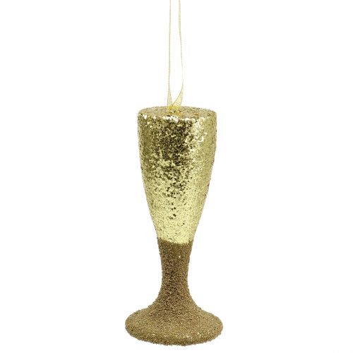 Verre à champagne cintre doré clair paillettes 15cm Nouvel  An et Noël-457519