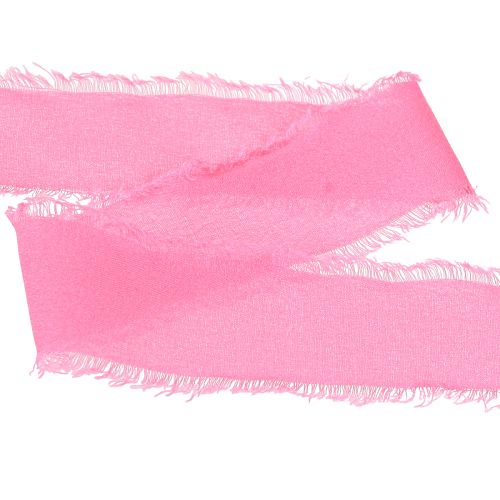 Article Ruban mousseline ruban tissu rose fluo avec franges 40mm 15m