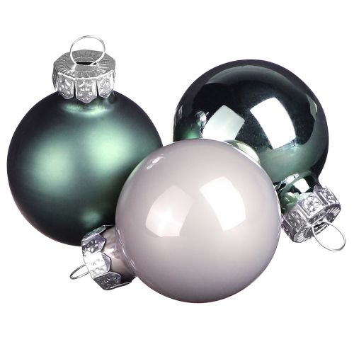 Boules de sapin de Noël en verre vert nacre gris Ø5cm 24 pcs