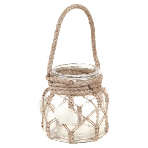 Article Coquillages décoratifs en verre macramé maritime Ø11cm H12,5cm 2pcs