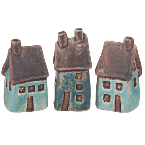 Maison Déco Céramique Bleu Marron Vintage H6,5/7cm 6 pcs