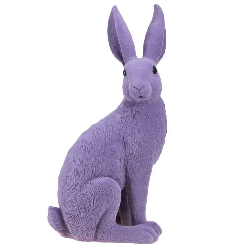 Lapin décoratif lilas Lapin de Pâques assis floqué 16×13×35cm