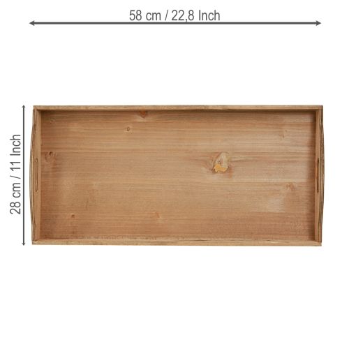 Article Plateau décoratif en bois oblong FSC en naturel 58cmx28cmx6cm