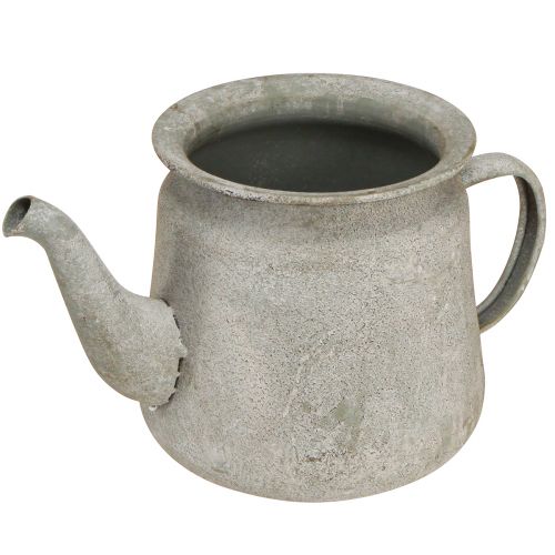 Pot décoratif théière vintage en métal gris 24×14×14cm