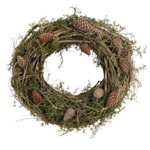 Couronne décorative branches et cônes de cèdre couronne en bois naturel Ø40cm