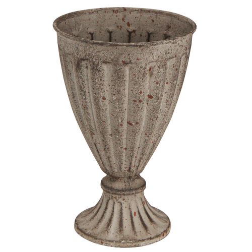 Jardinière trophée décorative aspect antique gris marron Ø13cm H19cm