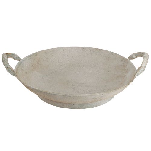 Bol décoratif shabby chic décoration métal gris avec anses Ø31cm