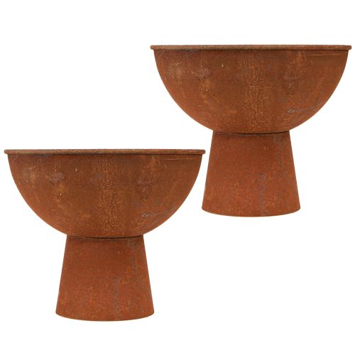 Article Bol décoratif avec pied coupe bol métal rouille Ø20,5cm 2pcs