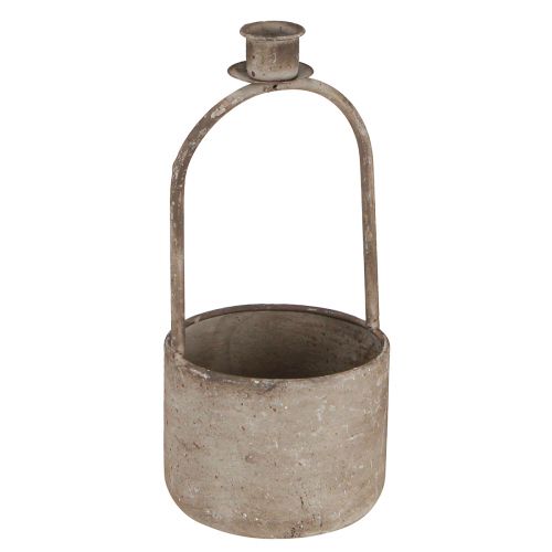 Bol décoratif avec bougeoir gris antique rouille Ø11cm H23,5cm