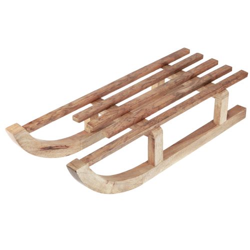 Floristik24 Décoration de table en bois de traîneau naturel, décoration d&#39;hiver en bois de manguier 60×23×15cm